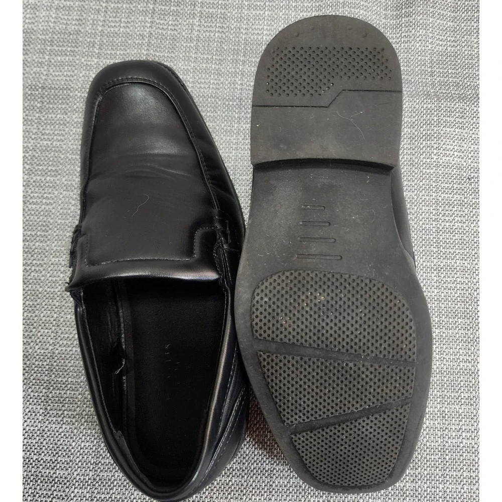 Perry Ellis Kids Size 2 Black Sammy Slip On Black Loafers Dress Shoes